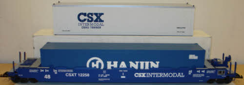 USA Trains 17130 G CSX Gunderson Husky Stack with 2 Containers #2- Metal Wheels