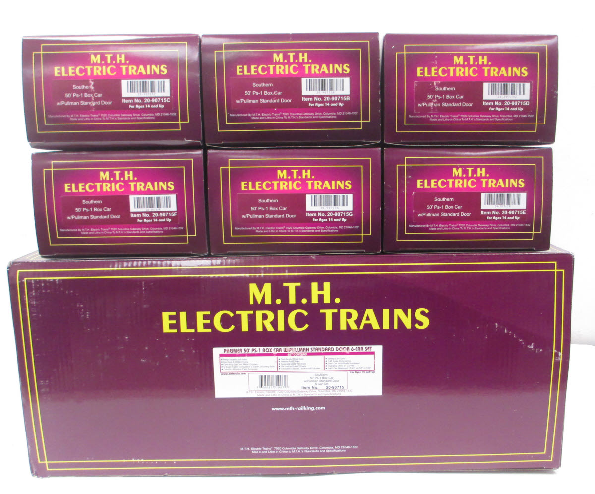 MTH 20-90715 O Southern 50' Ps-1 Box Car w/Pullman Standard Door (Set of 6)