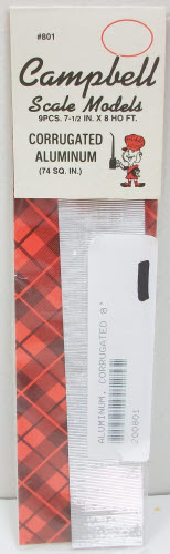 Campbell Scale Models 801 HO 1/2"x8 Ft Corrugated Aluminum (Pack of 9)