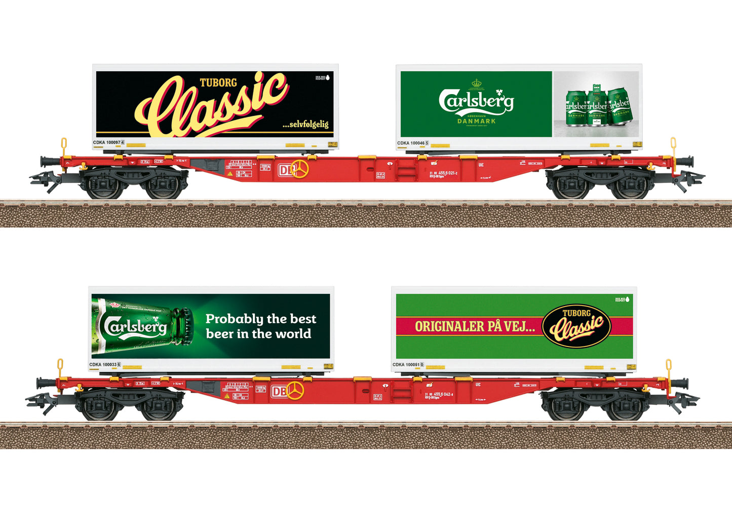 Trix 24509 HO DB Carlsberg and Tuborg Container Transport Car Set (Set of 2)