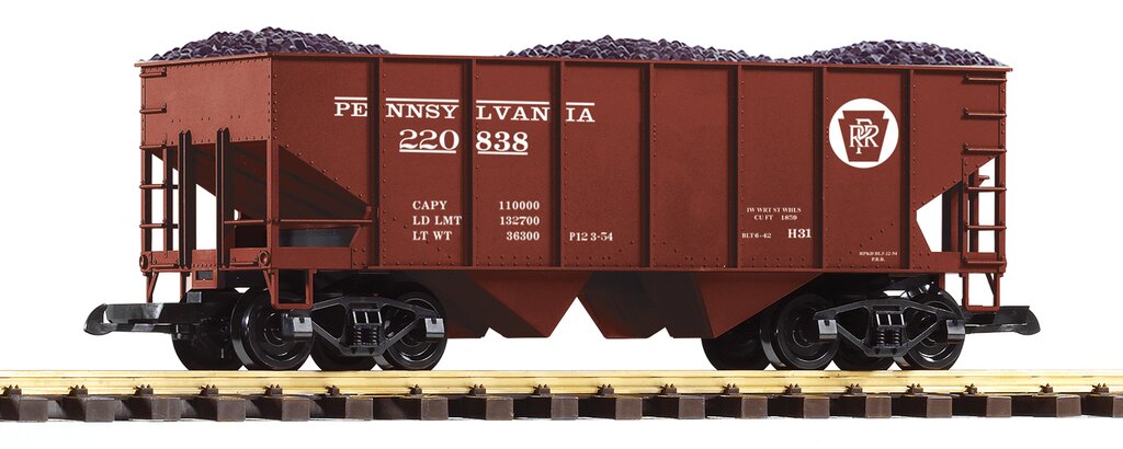 Piko 38916 G Pennsylvania Railroad Rib-Side Hopper Car w/Coal Load #220838