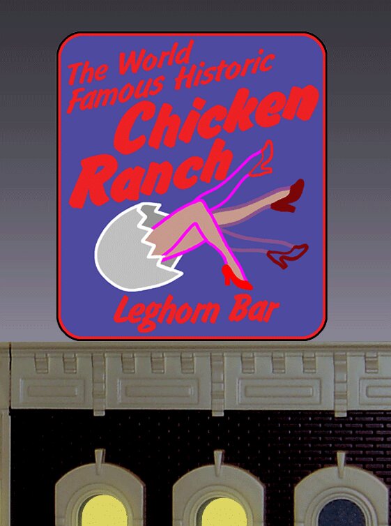 Micro Structures 882651 Chicken Ranch Animated Neon Billboard