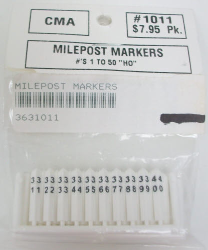 Creative Modle Associates 1011 HO Mileposts Markers 1-50