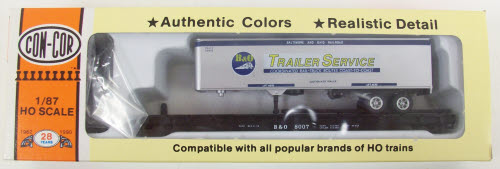 Con-Cor 9185 HO B&O 54' Trailer and Flatcar