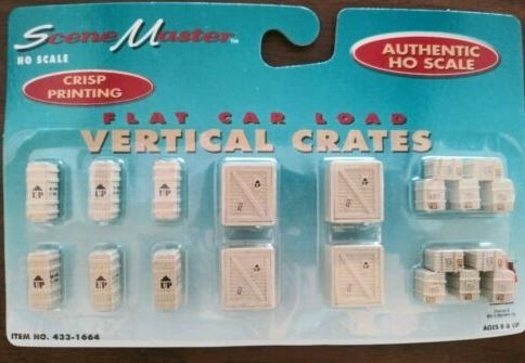 Life Like 1664 HO Scene Master Flat Car Load Vertical Crates (Set of 20)