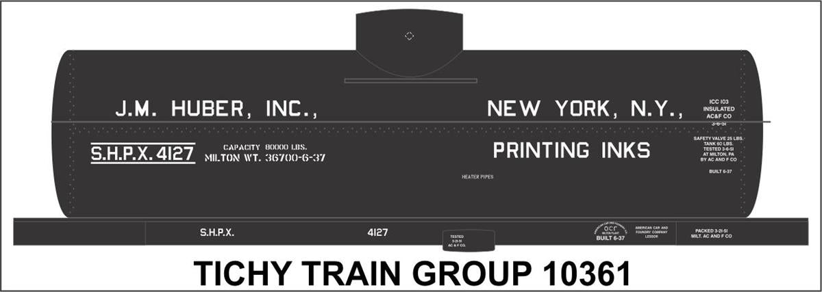 Tichy 10361N N JM Huber 1 Dome Tank Car Decal Sheet