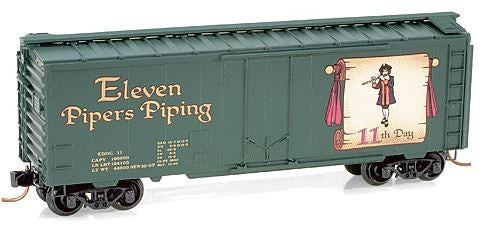 Micro-Trains 02100511 N Eleven Pipers Piping 40' Plug Door Christmas Boxcar #11