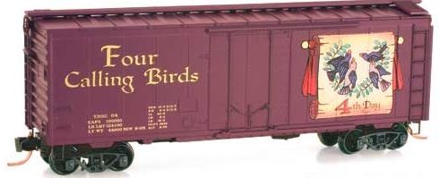 Micro-Trains 02100504 N Four Calling Birds 40' Plug Door Boxcar #04