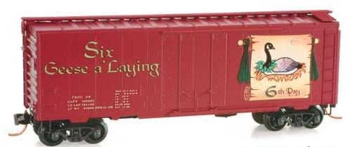 Micro-Trains 02100506 N 'Six Geese a Laying' 40'' Plug Door Christmas Boxcar #6