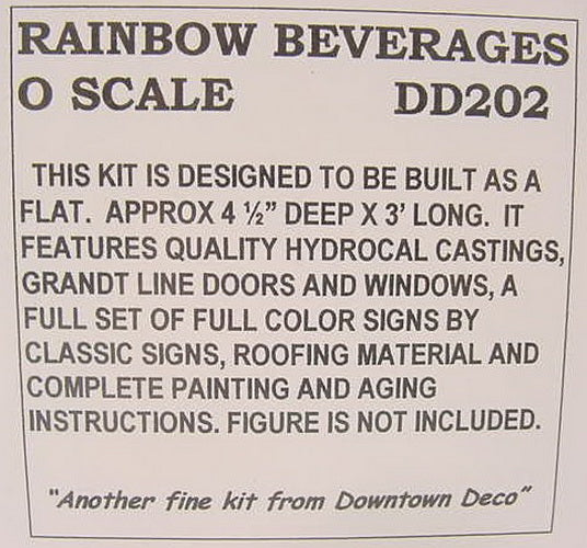 Downtown Deco DD202 O Scale Rainbow Beverages Warehouse Kit