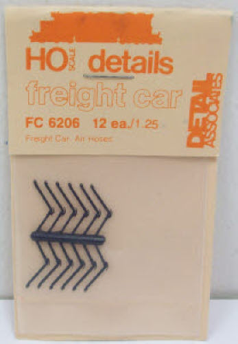 Detail Associates 6206 HO Freight Car Air Hoses (Pack of 6)