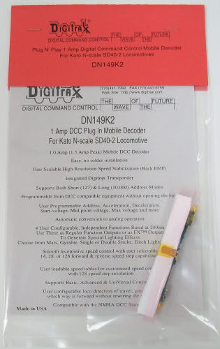 Digitrax DN149K2 Plug N Play 1 Amp Mobile Decoder