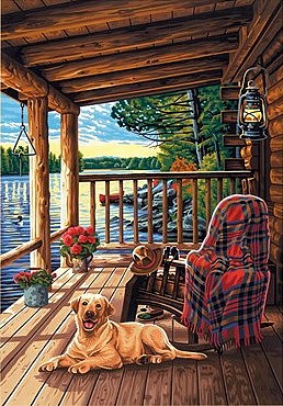 Paintworks Paint by Number 91674 Log Cabin Porch PBN 14 x 20