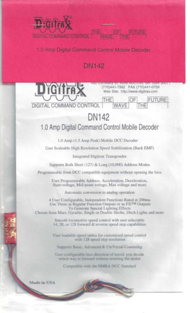 Digitrax DN142 1.0 Amp. Digital Command Control Mobile Decoder