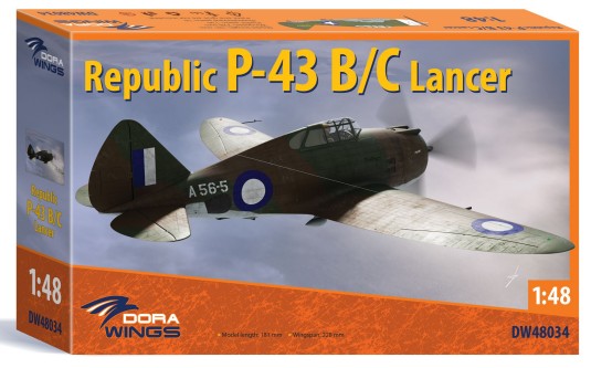Dora Wings DW48034 1:48 Republic P-43 B/C Lancer Aircraft Plastic Model Kit