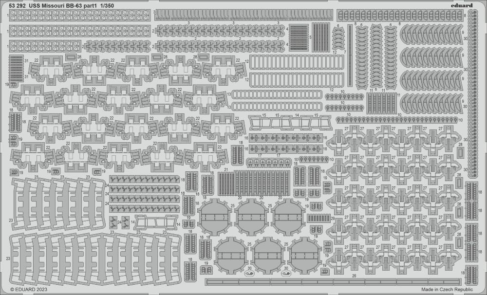 Eduard 53292 1:350 Hobby Boss USS Missouri BB-63 Ship Photo-Etched Parts