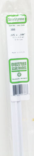 Evergreen Scale Models 388 .125" x .188" x 24" Polystyrene Strips (Pack of 8)