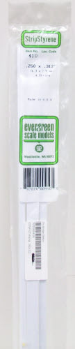 Evergreen Scale Models 410 .250" x .312" x 24" Polystyrene Strips (Pack of 4)