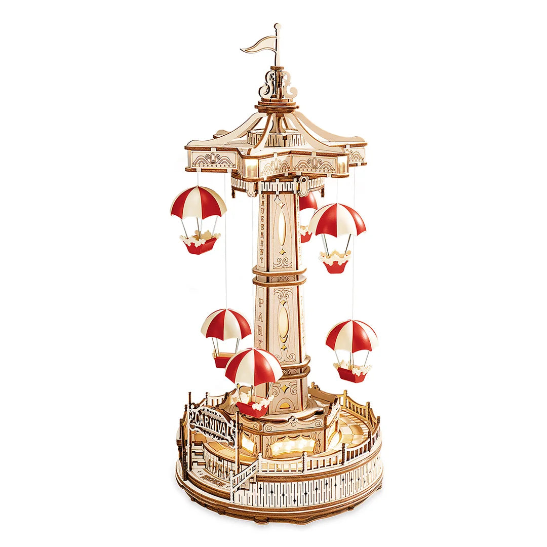 Robotime EA01 Parachute Tower DIY Music Box 3D Wooden Puzzle