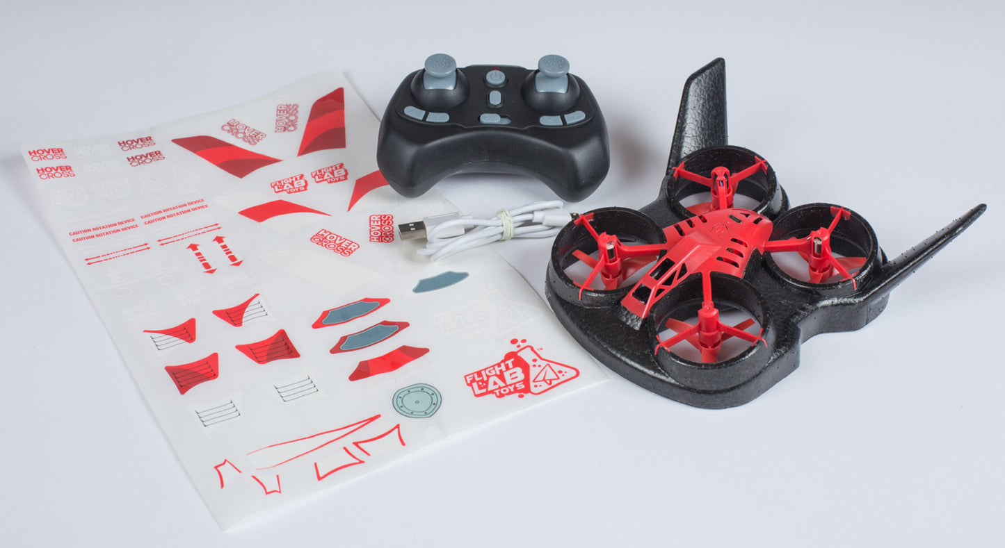 Flight Lab Toys 1000 HoverCross Ready to Fly Red Drone/Hovercraft