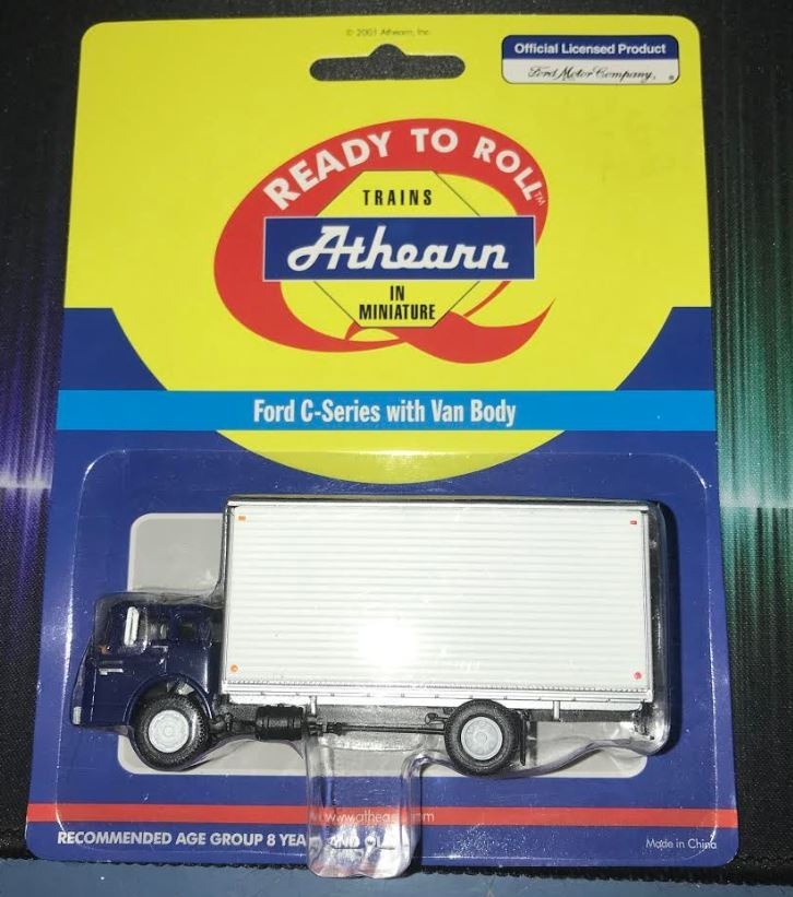 Athearn 02743 HO Ready To Roll Blue/Silver Ford C-Series with Van Body