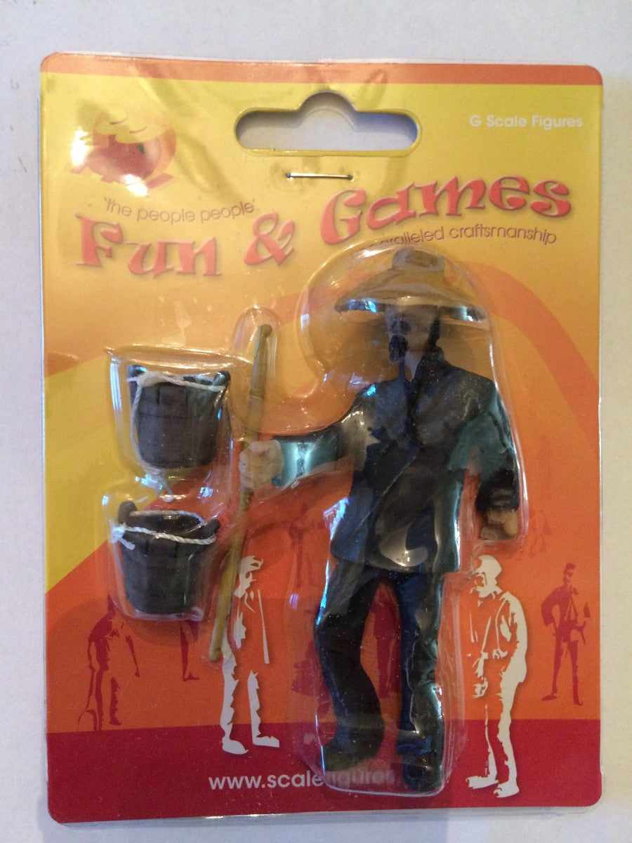 F&G GJC10 Handpainted G Scale Chinese Man w Baskets Figure