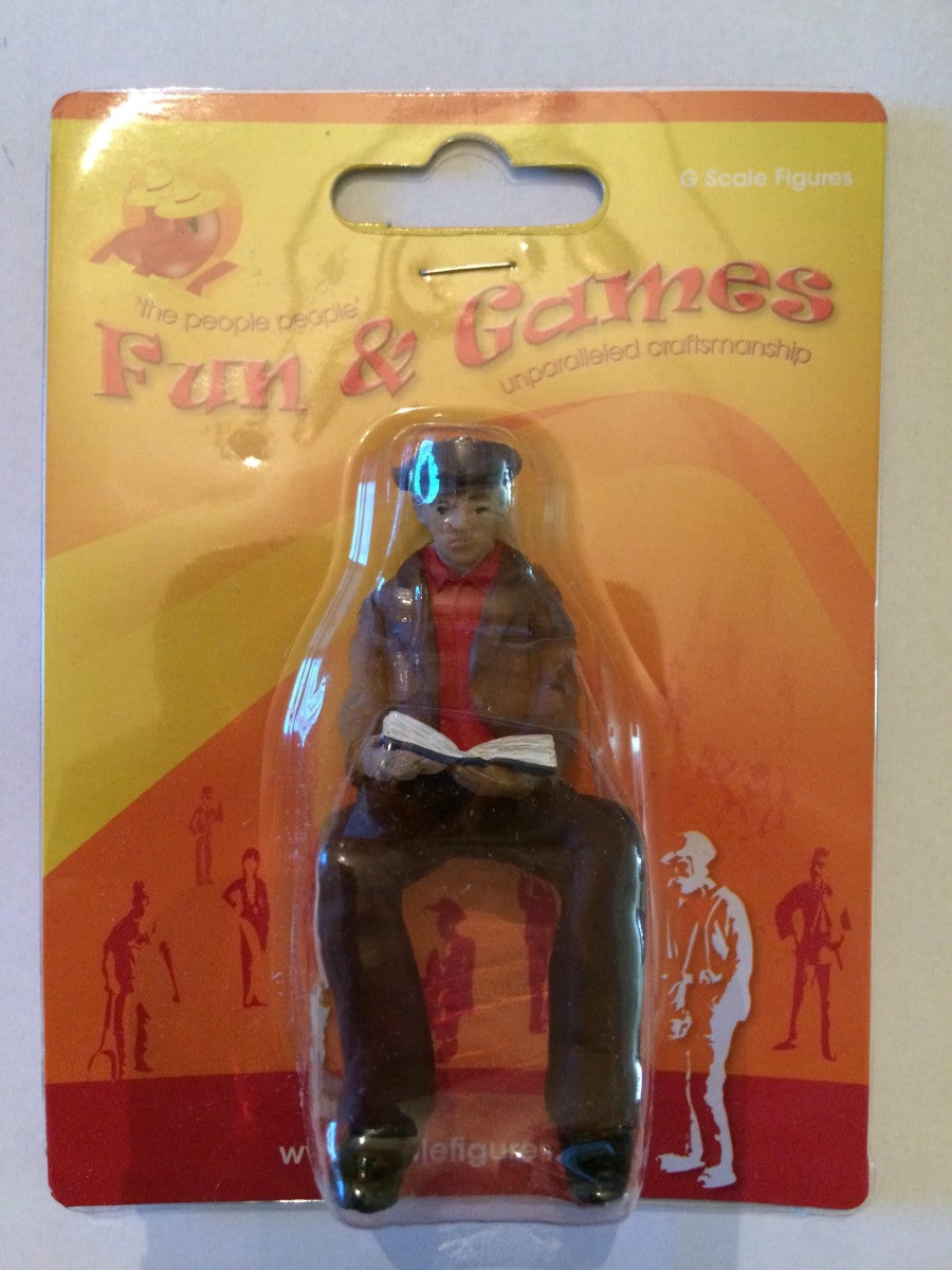F&G GJC12 Handpainted G Scale Seated Man w Book Figure