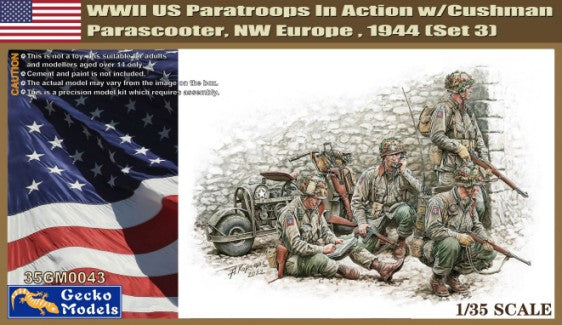 Gecko Models 35GM0043 1:35GM WWII US Paratroops in Action Figure Kit (Set of 3)