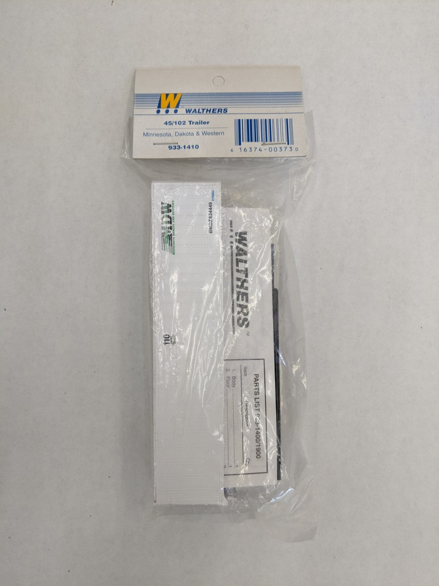 Walthers 933-1410 HO Minnesota, Dakota & Western 45/102 Trailer Plastic Kit