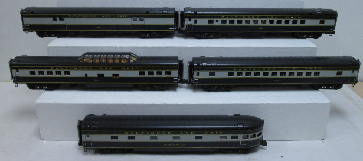 MTH 20-65097 O B&O 70' Streamlined Smooth Sided Passenger Car Set (Set of 5)