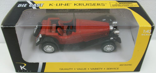 K-Line Kruisers 1:43 1937 Black & Red Jaguar SS 100 Diecast Car