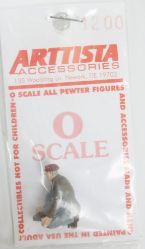 Arttista 1200 O Scale Man Bending Pewter Figure Hand Painted Colors May Vary