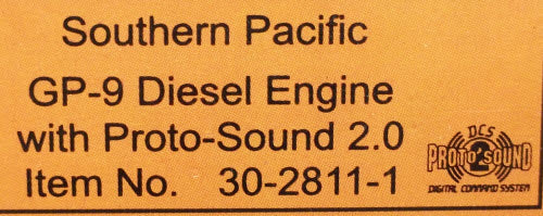 MTH 30-2811-1 Southern Pacific GP-9 Diesel Engine w/Proto-Sound 2.0 #5672