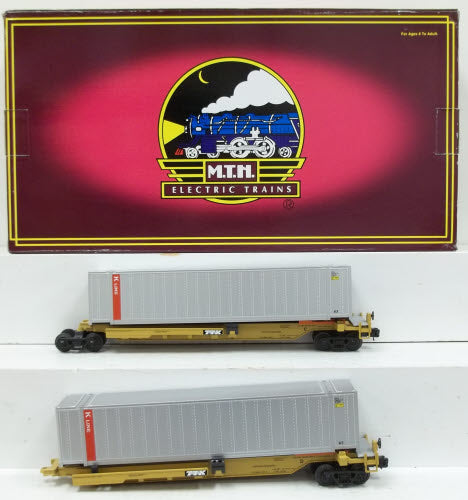 MTH 20-95068 O K-Line Spine Car Set with 2 48' Containers (Set of 2)