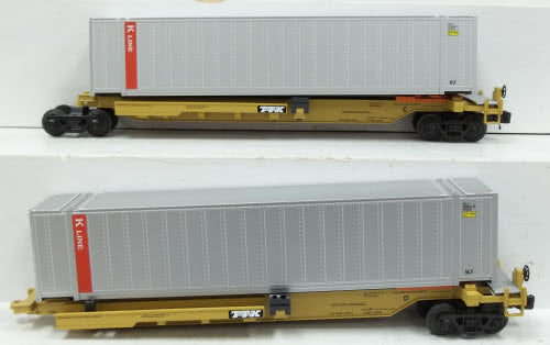 MTH 20-95068 O K-Line Spine Car Set with 2 48' Containers (Set of 2)