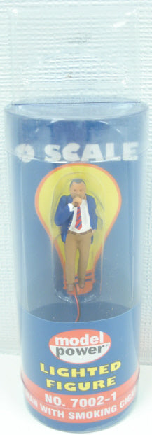 Model Power 7002-1 O Man With Smoking Cigar Lighted Figure