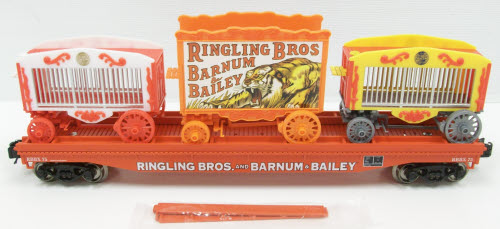 K-Line 6-22415 O Lionel Ringling Bros Flat Car #75 w/ 3 Circus Wagons
