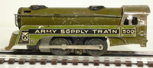 Marx 500 Vintage O Army Supply Train Steam Locomotive