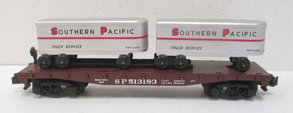 American Flyer 6-48532 S Gauge Southern Pacific Flatcar w/Piggyback Trailers