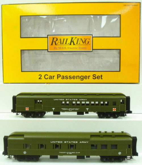 MTH 30-69047 O Gauge U.S. Army 60' Madison Combo/Diner Passenger Set (Set of 2)