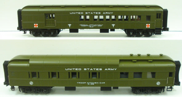 MTH 30-69047 O Gauge U.S. Army 60' Madison Combo/Diner Passenger Set (Set of 2)