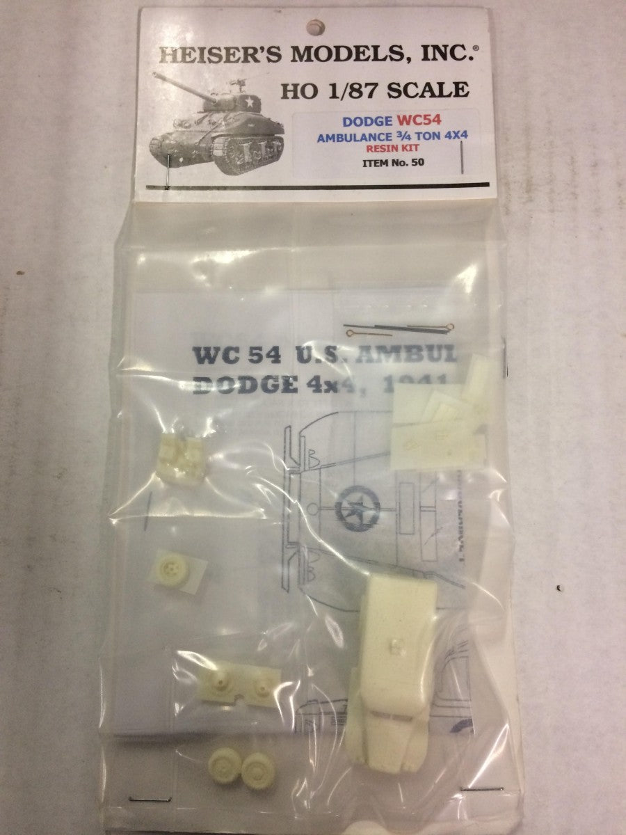 Heiser's Models HO 50 Dodge WC54 Ambulance 3/4 Ton 4x4 Resin Kit