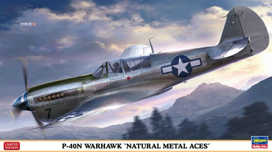 Hasegawa 07516 1:48 P-40N Warhawk Natural Metal Aces Military Aircraft Plane Kit