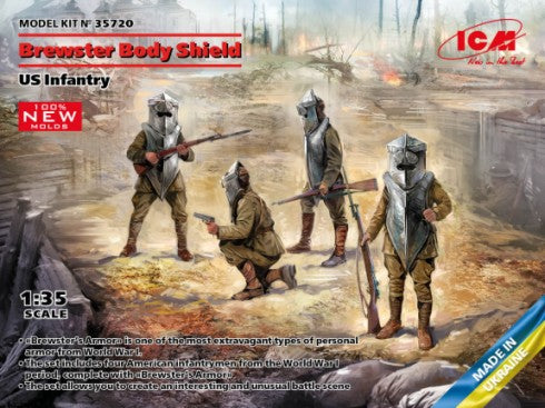 ICM 35720 1:35 Brewster Body Shield US Infantry Plastic Figure Kit (Set of 4)