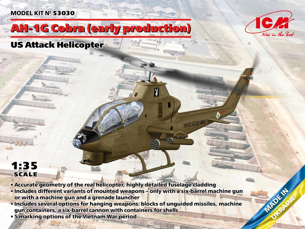 ICM 53030 1/35 US Army AH1G Cobra Early Produ Military Aircraft Helicopter Kit