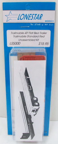 Lonestar Models LS5000 HO Trailmobile 40' Red Flatbed Trailer Standard Kit
