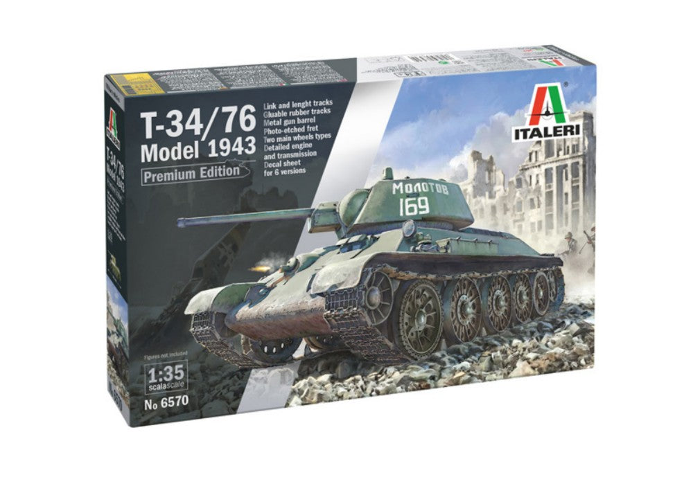 Italeri 6570 1:35 T-34/761943Premium Edition Military Tank Model Kit