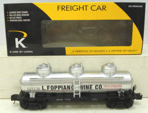 K-Line 6-22162 O Gauge Foppiano Wine Co. 3-Dome Tank Car #1112