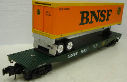 Lionel 6-22159 O BNSF Flatcar with Container on Trailer Chassis