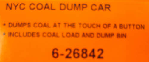 Lionel 6-26842 O Gauge New York Central Coal Dump Car